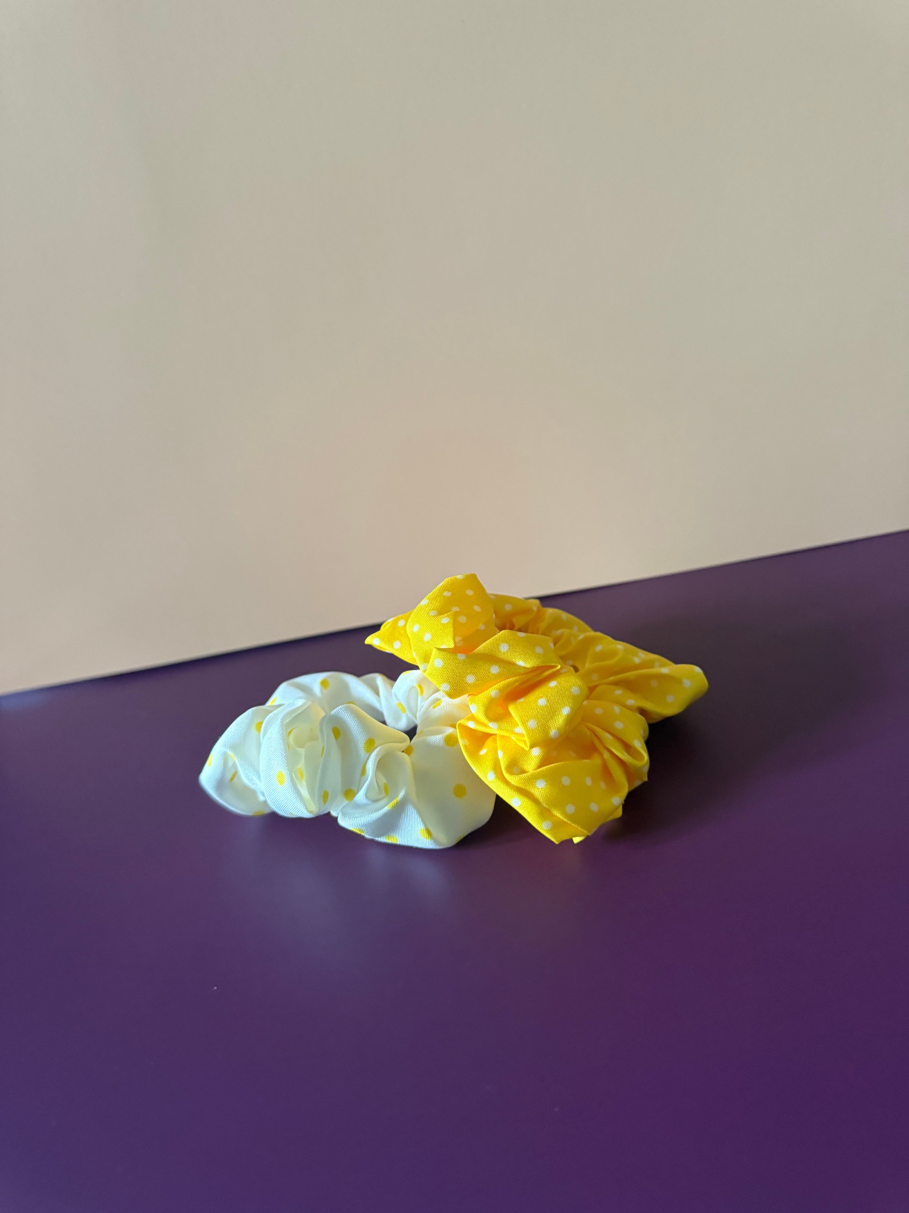 Sunshine Polka Dot Scrunchie