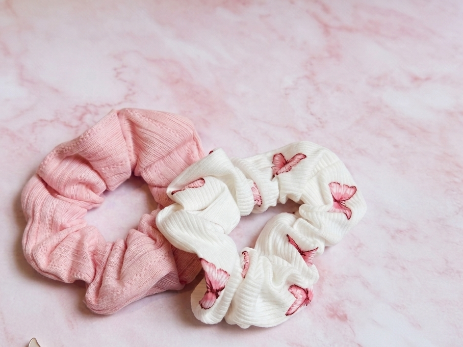 Pink Butterfly Scrunchie Set