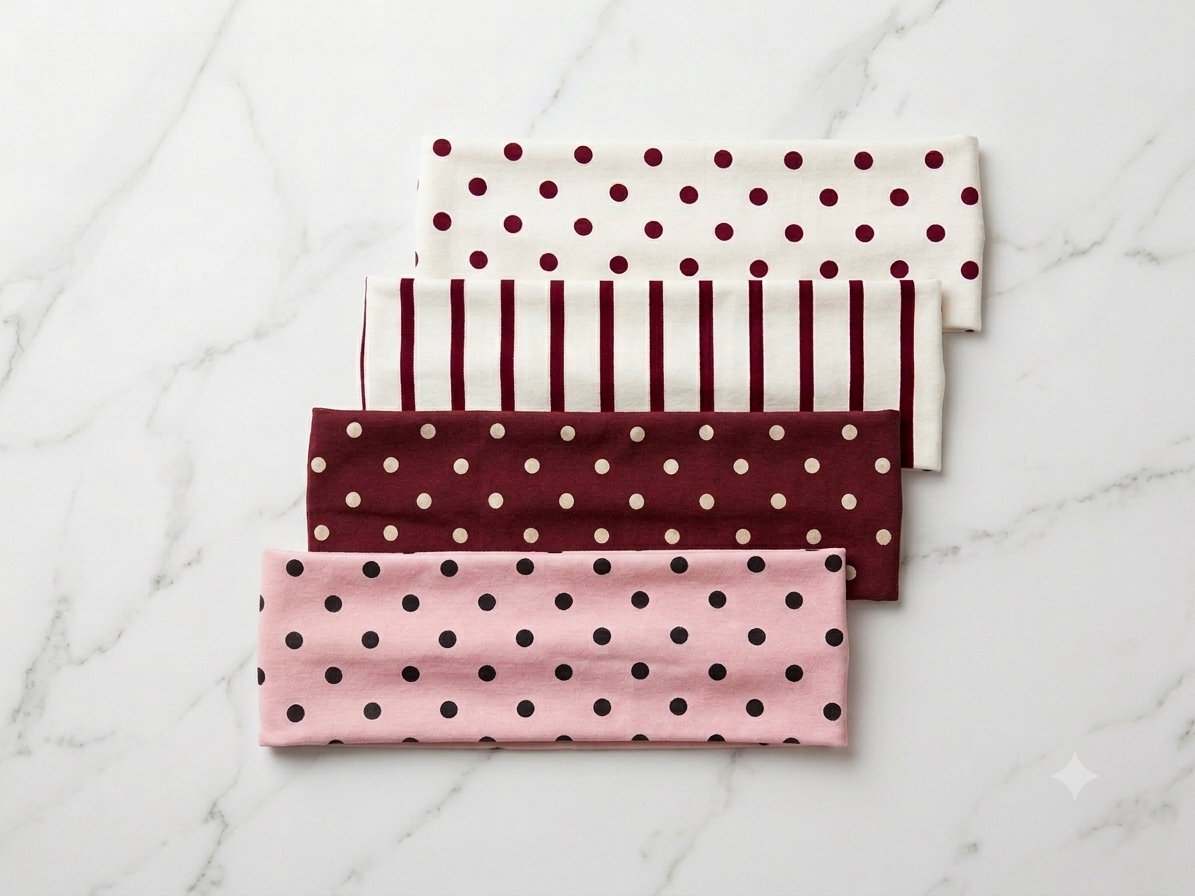 4 piece Vintage Polka Dot & Stripe Headband Set