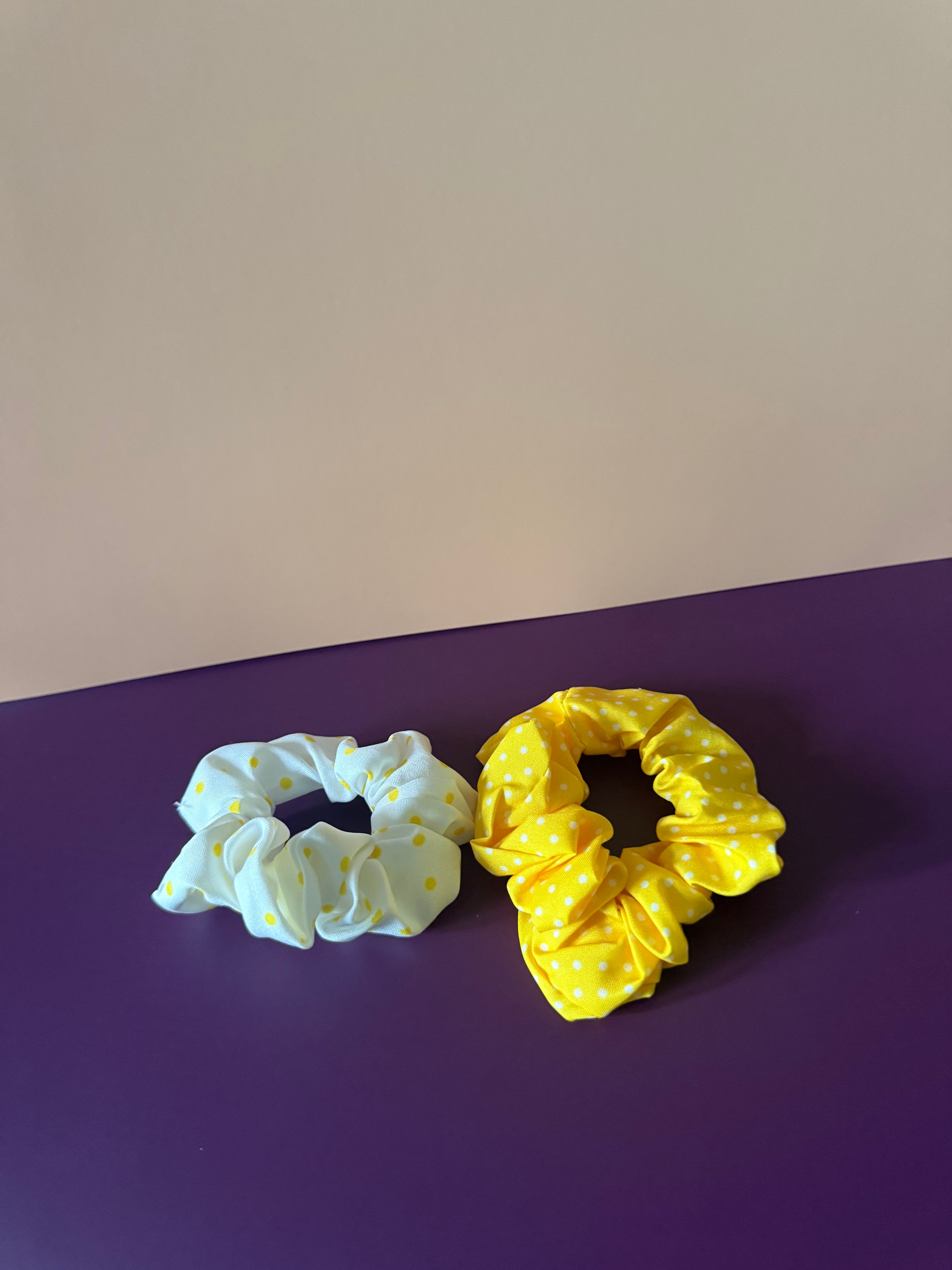 Sunshine Polka Dot Scrunchie